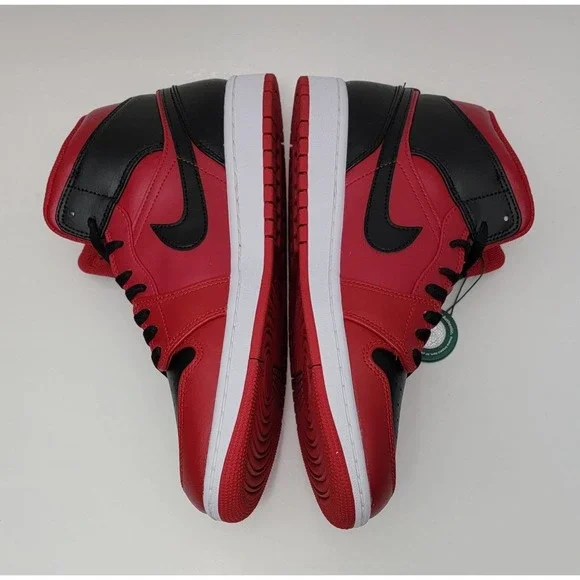 Nike Air Jordan 1 Mid Sneaker Reverse Bred Red Shoes Men's 9.5 544724-660 11W - Picture 5 of 10